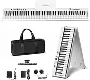 FingerBallet Portable Piano Keyboard, Semi-Weighted Folding Digital Piano 88 Key, Full Size, Wood Grain, Electric Piano Keyboard w/MIDI Bluetooth, Suitable for Adult, Toddler, Kids