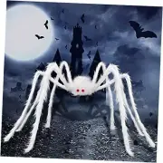 Giant Halloween Hairy Spider,Realistic Scary White Spider Props 1pcs White