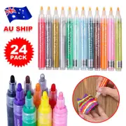 24 Colours Acrylic Paint Pens Set Markers Rock Painting Stone Ceramic Glass Rock