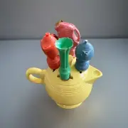 Fiesta Copco 5 Pc Canape Set Yellow Teapot Rare w/4 Spreaders