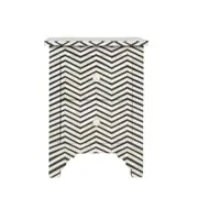 Zohi Interiors Bone Inlay Small 2 Drawer Bedside Chest in Chevron Black