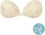 [Generic] Adhesive Bra for Women Strapless Push Up Lace Fabric Invisible Stick Bra, Reusable Invisible Lace Shell Shape Bras Comes with Shoulder Strap