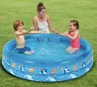 Play Day 3-Ring Inflatable Blue Shark Kids Toddler Swimming Pool Outdoor Swim
