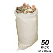 BULK 50 Pack x 50L Garden Bags 55 x 65cm for Grass Leaves Tidy Up Etc Chaff Bags