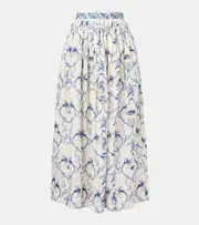 [Agua by Agua Bendita] Agua by Agua Bendita Printed high-rise linen maxi skirt UK 6 white