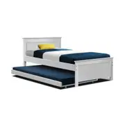 Wooden Trundle Bed Frame - White