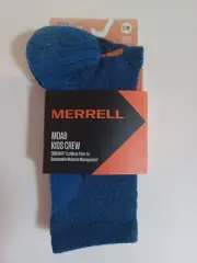 Merrell Kids' MOAB Hiking COOLMAX Cushion Crew Socks NAVY Blue S/M ECOMADE NEW
