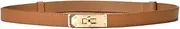 [Generic] Women's Adjustable Skinny Leather Belt - Multiple Colors, Silver & Golden Alloy Turn - Lock Buckles, Ideal for Dresses & Jeans