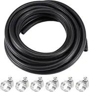 XYWHPGV Fuel Line Hose 6mm(1/4") ID 9mm OD 16ft Oil Line & Fuel Pipe Rubber Water Hose Black, 6 Clamps(f1888 c0385 e50ed 39094 9c3b2 a0b4b