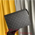 二手 LV 路易威登 M61692 男包 POCHETTE VOYAGE MM 黑灰 老花 拉鍊 手拿包