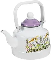 Cabilock Vintage Enamel Tea Kettle Decorative Tea Pot for Family Gatherings Enamel Material Ergonomic Handle for Comfortable Pouring