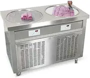 Kolice commcercial ETL CE 50cm Double Round Pans roll ice Cream Machine ice Cream roll Machine Fry ice Cream Machine Fried ice Cream Machine,Widely be Used in Bars, cafes