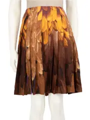 Silk Ombré Feather Print Flared Skirt