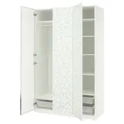PAX / LINNABERG/ÅHEIM wardrobe combination, white patterned/mirror glass, 150x58x236 cm