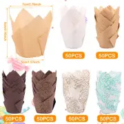 300Pcs Cupcake Cases Greaseproof Paper Muffin Liners 6 Colors Tulip leqbr