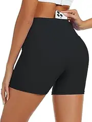 [Tournesol] Women's Swim Shorts High Waisted Bathing Suit Bottoms Seamless Swimsuit Boy Shorts with Pockets