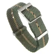 One-piece Watch Band 22mm Width Slip-Thru Nylon Watch Strap for Men, Green Khaki