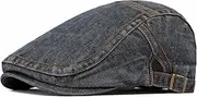[Folmywy] Men's Denim Cotton Flat Cap Cotton Newsboy Hat Adjustable Soft Ivy Beret Hat Hunting Hats Gatsby Vintage Thin