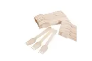 100 X Disposable Wooden Forks Cutlery Bulk Bamboo Party 160mm Fork