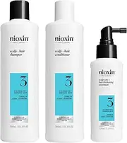 Nioxin Scalp + Hair Thickening System 3, For Damaged Hair With Light Thinning, Full Size Kit, 3 Month Supply