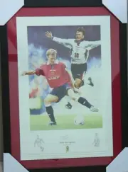 TEDDY SHERINGHAM MANCHESTER UTD FRAMED SIGNED PRINT CLEARANCE SALE