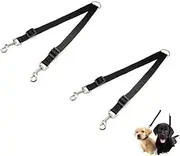 Changyeah Double Dog Lead Splitter,2 pcs Adjustable Double Pet Trainer Leash,Dual Pet Leash Coupler Connect to Collar Harness Slideable Rope Dog Lead,for Walking Puppy Small Medium Large Dog (Black)