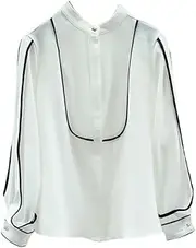 [Generic] Long Sleeve White Blouse for Women Chiffon Blouse Spring Summer Office Ladies Business Casual Shirts