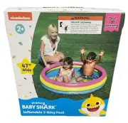 Pinkfong Baby Shark 3-Ring Inflatable Swimming Pool Ages 2+ NEW