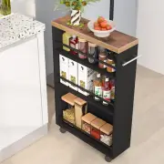 Slim Storage Cart, Rolling Narrow Kitchen Cart on Wheels for Small Place, 4-Tier
