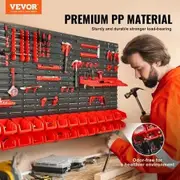 Wall Mounted Storage Bins 30-Bin Parts Rack Organizer Garage Plastic Shop Tool with Wall Panels/Tool Holders/Hooks Tool Organizer for Nuts Bolts Screws