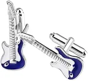 [Prettyia] Mens French Shirt Cufflinks Silver Electric Guitar Sleeves Button Tuxedo Cuff Studs, 1.1x3.1cm