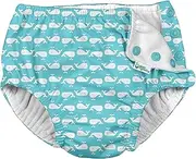 green sprouts i play. by unisex-baby Reusable Swim Diaper, Aqua Whale Geo, 6-12 Month