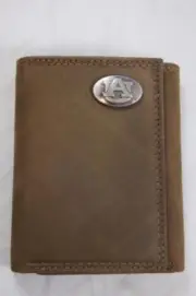 ZEP PRO Auburn Tigers War Eagle Crazy Horse Leather trifold Wallet Tin Gift Box