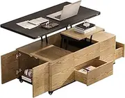 Modern Lift-Top Coffee Table with 3 Drawers & Storage, Multi-Functional Work Station for Living Room, Small Spaces, Black Walnut