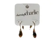 Charming Charlie Gold Tone Citron Color Teardrop Charm Dangle Pierce Earrings