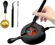 Black Electric Wax Seal Warmer Wax Seal Kit with Spoon, Tweezers and Stir Stick, Great Tool for Melting Wax Seal Sticks Sealing Wax Beads (01Black)