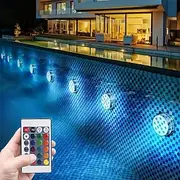 Submersible LED Pool Light, RGB Color Changing 13-LED Magnetic - Wireless Remote Control, Waterproof for Pool, Aquarium, Bathtub Decor, Parties, Holidays, Gar
