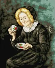 "Coffee Drinker" Printed Canvas Cross Stitch Tapestry Gobelin Embroidery 2557M