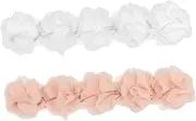 ULDIGI 2pcs Headband Soft Elastic Hair Band with Five Flower Design White and Pink Comfortable Hair Accessories