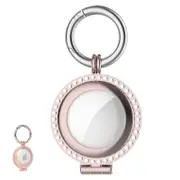 Metal AirTag Case e for Apple Bling Diamond AirTags Holder Anti Scratch Protective Cover-Rose pink
