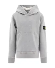 Stone Island Junior Compass-Patch Long-Sleeved Hoodie 8Y,4Y,14Y,12Y,10Y Dust and gray mixed color