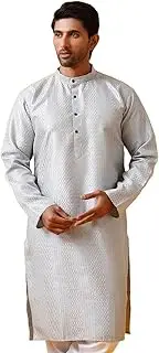 [Sojanya] (Since 1958 Men'S Silk Bend Krochet Thread Embroidered Long Kurta
