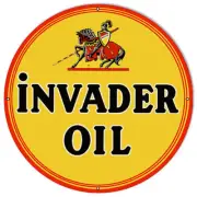 INVADER OIL 24" ROUND HEAVY DUTY USA MADE METAL GAS STATION ADVERTISING SIGN