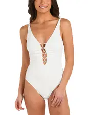 La Blanca Island Goddess Plunge One Piece Swimsuit