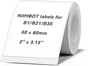 NIIMBOT Labels for B21/B1/B3S/K3 Label Printer, Thermal Stickers 2'' x 3.15''(50x80mm), Waterproof, Oil-Proof Label Tape, 1 Roll of 95 White Sticker Labels