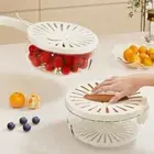 Fruits Drain Baskets with Lid Vegetable Washing Bowl Foldable Handle Colanders