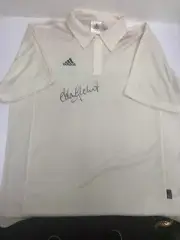 ADIDAS CRICKET SHIRT ADAM GILCHRIST HAND SIGNED - ASHES SMITH WARNE AUSTRALIA
