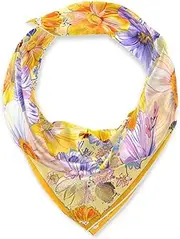 [miaozhen] Silk square cute scarves for men for holiday 35 In Boho Style Flower Floral Bright Yellow bufandas para mujer para frio, Boho Style Flower Floral Bright Yellow