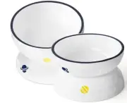 Tilted Cat Food and water Bowls Set of two NWOT Space Theme Healthier for Cats
