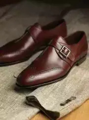 Handmade Men Brown Brogue Monk Shoes, Leather Dress Formal Shoes For Men